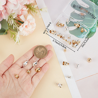 36Pcs 6 Style Brass Cord End Cap for Jewelry Making KK-BBC0010-92-1