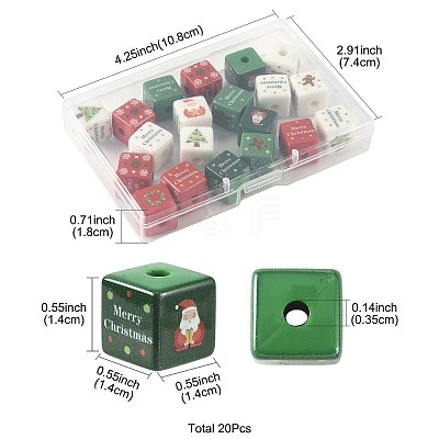 20Pcs Christmas Printed Opaque Acrylic Beads OACR-FS0002-53B-1