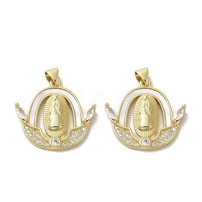 Brass Micro Pave Clear Cubic Zirconia Pendants KK-I708-03F-G-1