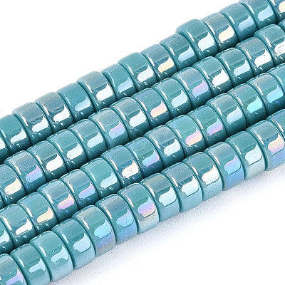 AB Color Plated Opaque Glass Beads Strands GLAA-T026-3x6mm-P08-1