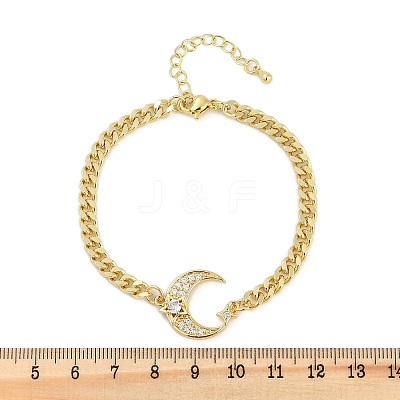 Brass Micro Pave Clear Cubic Zirconia Charm Bracelets LS-BJEW-M050-01G-02-1