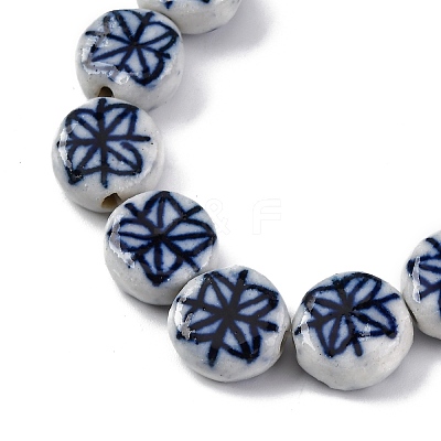 Handmade Blue and White Porcelain Beads Strands PORC-I027-15B-1