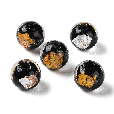 Handmade Gold & Silver Foil Lampwork Beads GLAA-G107-07B-09-1