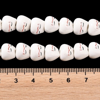 Handmade Kitten Bright Glazed Porcelain Ceramic Beads Strands PORC-L017-A09-1