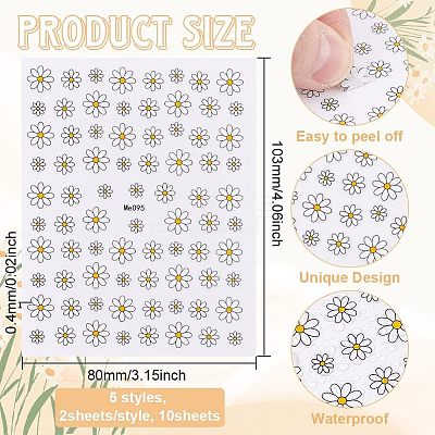 10 Sheets 5 Style PET Nail Art Stickers MRMJ-OC0003-08-1