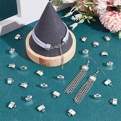 100Pcs Tibetan Style Alloy Cord Ends FIND-NB0004-53-1