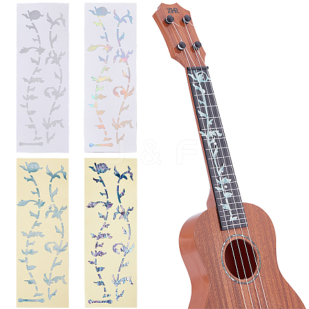 4 Sheets 4 Colors Paper Picture Stickers for Guitar Fingerboard Decoration STIC-FH0001-31-1