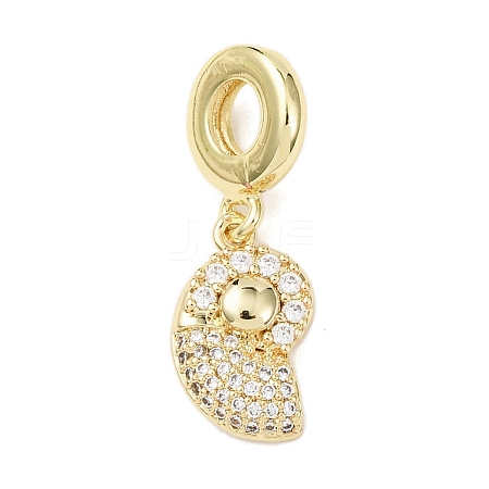 Brass Micro Pave Clear Cubic Zirconia Sea Animal European Dangle Charms LS-KK-B159-04G-03-1