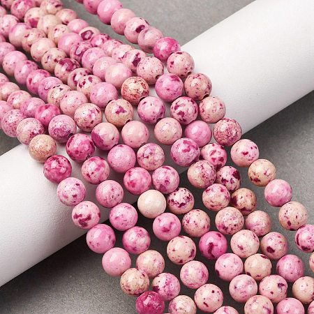 Natural Dyed Marble Beads Strands G-P593-6mm-05-1