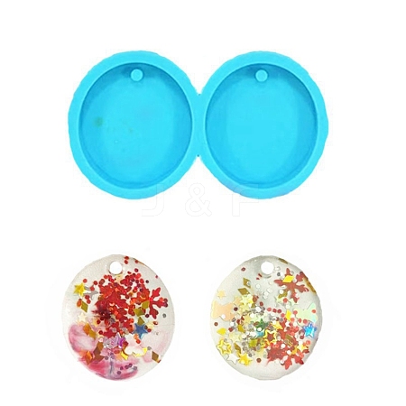 Flat Round DIY Pendant Silicone Molds DIY-G062-D06-1