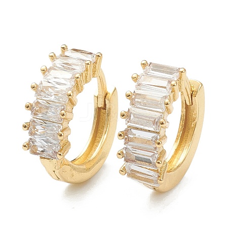 Brass Micro Pave Clear Cubic Zirconia Huggie Hoop Earrings X-EJEW-A058-28G-1