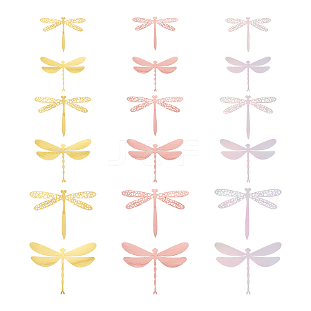 12Sets 6 Style PVC 3D Imitation Hollow Out Dragonfly Wall Stickers DIY-CF0001-04-1