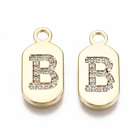 Brass Micro Pave Clear Cubic Zirconia Pendants KK-S360-052B-NF-1