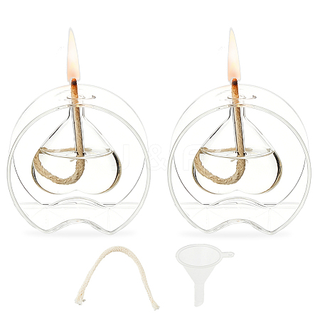 Transparent Glass Candle Holders with Candle Wick DIY-WH0308-997C-1