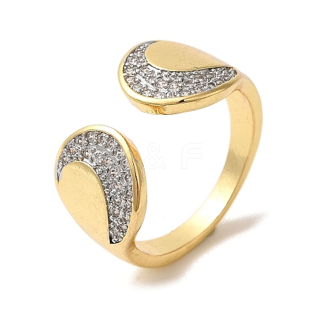 Rack Plating Brass Micro Pave Clear Cubic Zirconia Cuff Rings for Women RJEW-G325-13F-GP-1