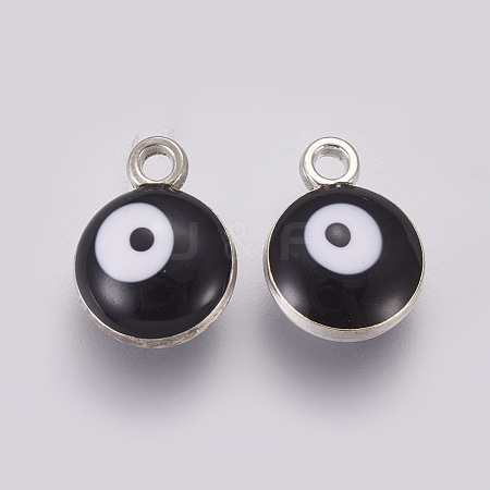 Double-sided Platinum Plated Alloy Enamel Charms ENAM-WH0046-B04-1