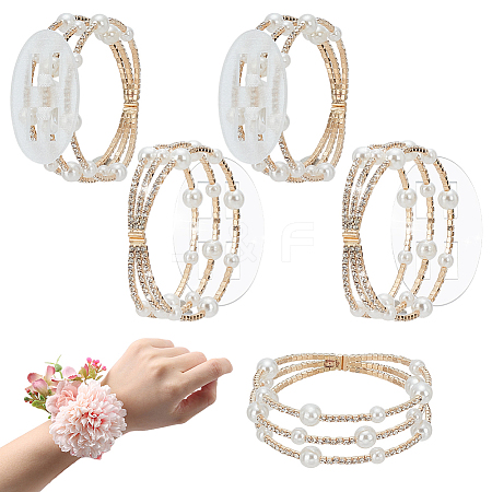 5Pcs Alloy Rhinestone Multi-strand Bangles for Women BJEW-WR0001-03G-1