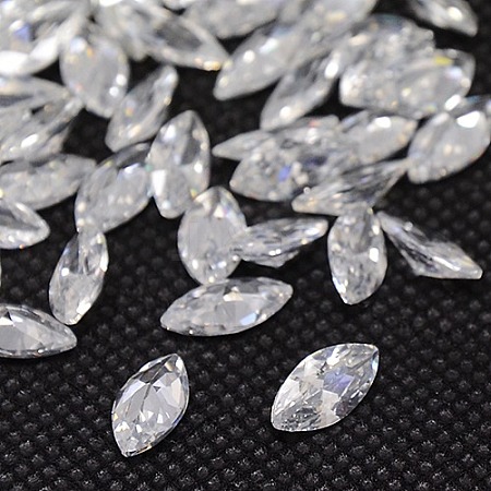 Cubic Zirconia Pointed Back Cabochons ZIRC-M003-7x3.5mm-007-1