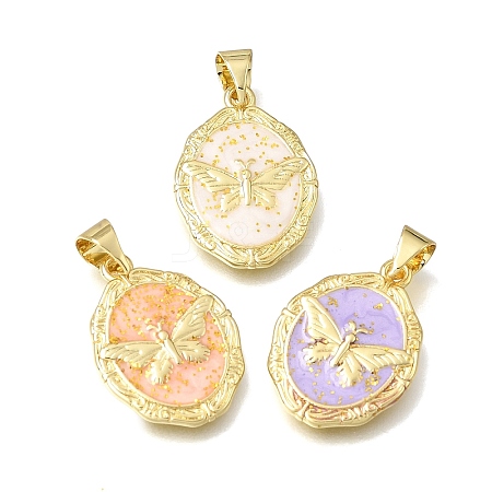 Brass Enamel Pendants KK-K427-07G-1