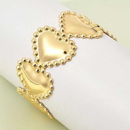 Heart Brass Cuff Bangles for Women BJEW-Z163-01G-1