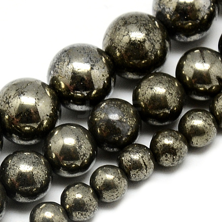 Natural Pyrite Beads Strands G-S265-03-4mm-1