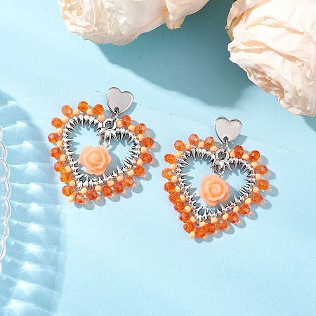 Alloy Glass Stud Earrings EJEW-MZ00372-03-1