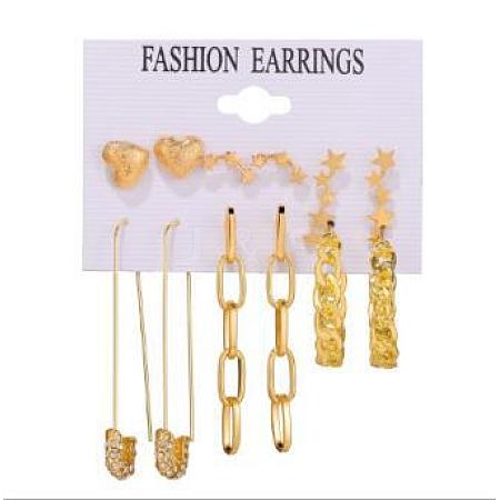 6 Pairs Alloy Earring Sets WGC7E5F-11-1