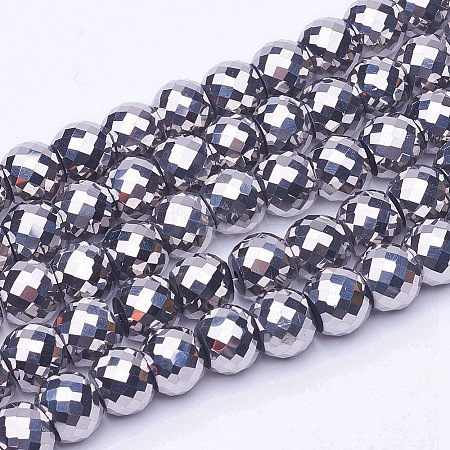 Electroplate Transparent Glass Beads Strands X-EGLA-E047-I06-1