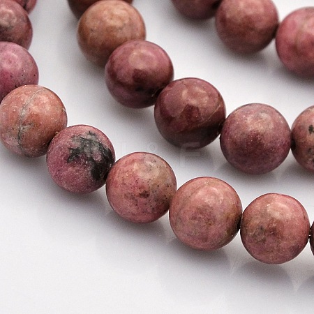 Round Natural Rhodonite Beads Strands G-N0120-35-8mm-1