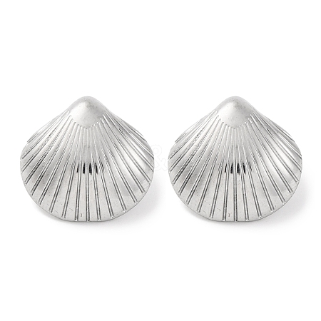 304 Stainless Steel Shell Shape Stud Earrings EJEW-D281-05S-1