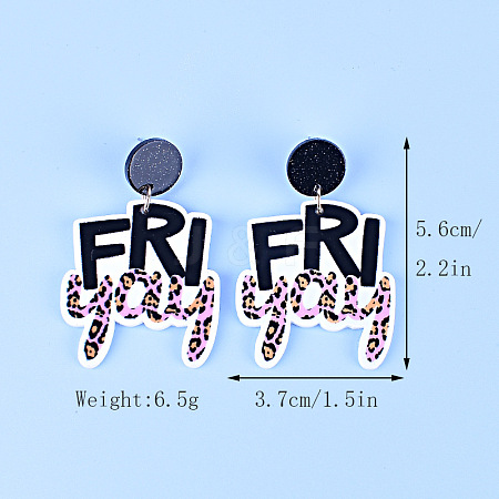 Word Friyay Acrylic Dangle Stud Earrings FS-WG01C29-01-1