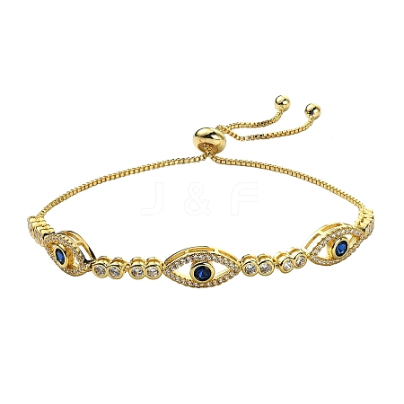 Horse Eye Cubic Zirconia Slider Bracelet BJEW-SZ0002-08A-1