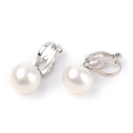 Natural Pearl Clip-on Earrings EJEW-Q685-02A-1