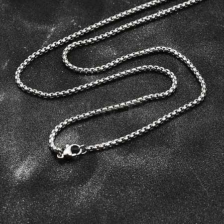 Tarnish Resistant 304 Stainless Steel Box Chain Necklaces NJEW-P244-01P-1