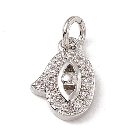Brass Micro Pave Clear Cubic Zirconia Charms ZIRC-F132-68P-1