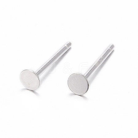 925 Sterling Silver Flat Pad  Stud Earring Findings STER-K167-045B-S-1