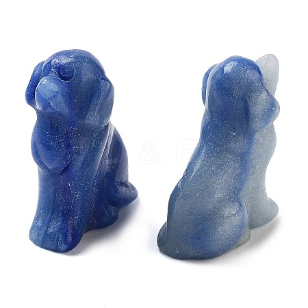 Natural Blue Aventurine Carved Dog Figurines DJEW-L023-A07-1