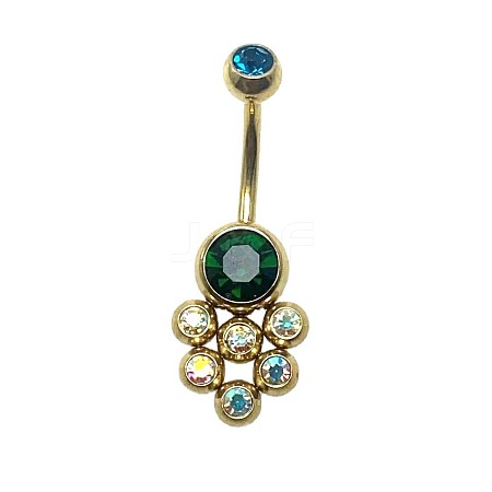 304 Stainless Steel Pave Colorful Cubic Zirconia Curved Barbell Belly Rings FS-WG9F3DF-02-1