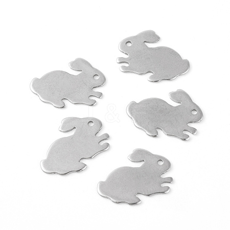 Tarnish Resistant 201 Stainless Steel Bunny Pendants STAS-F192-056P-1