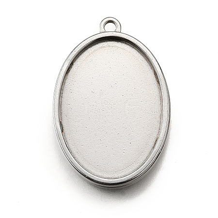 304 Stainless Steel Pendant Cabochon Settings STAS-S181-02P-C-1