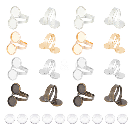 DIY Double Blank Dome Finger Ring Making Kit DIY-UN0004-25B-1