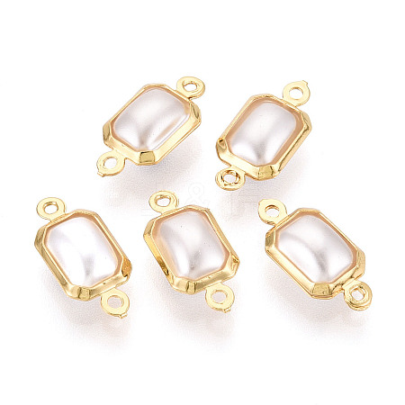 Brass ABS Imitation Pearl Connector Charms KK-N286-02C-G-1