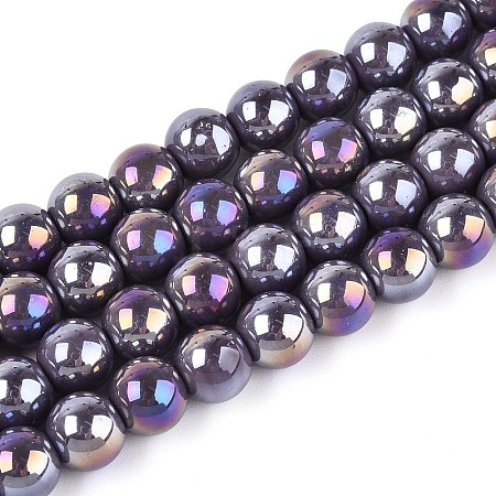 Electroplate Opaque Glass Beads Strands LS-GLAA-T032-P8mm-AB15-1