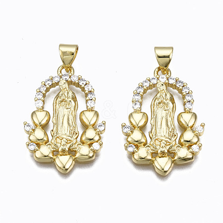 Brass Micro Pave clear Cubic Zirconia Pendants ZIRC-N039-168-NF-1