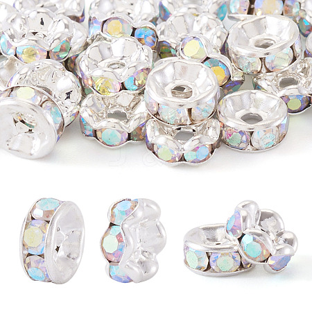 30Pcs 2 Colors Brass Rhinestone Spacer Beads RB-TA0001-29I-1