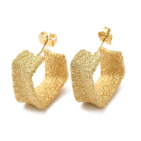 Real 18K Gold Plated Brass Stud Earrings EJEW-G382-10C-G-1