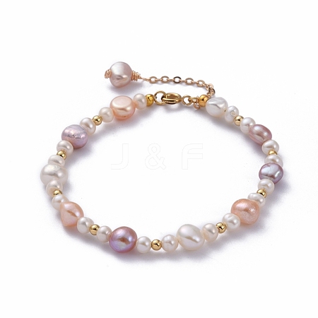 Natural Baroque Pearl Keshi Pearl Beaded Bracelets BJEW-JB05266-03-1