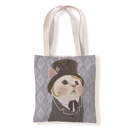 Cat Pattern Canvas Women's Tote Bags PW-WGA189E-01-1