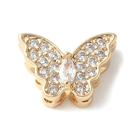 Brass Micro Pave Cubic Zirconia Beads X-KK-A253-10G-1