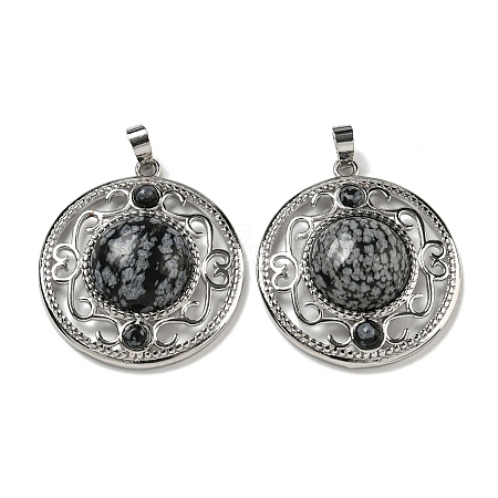 Natural Snowflake Obsidian Pendants G-Q158-03L-1